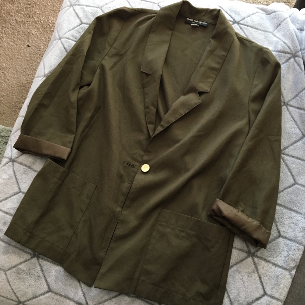 Dark Green Sag Harbor Linen Blazer